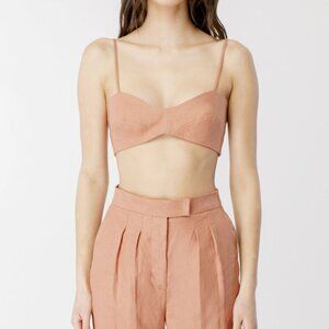 Bardot Linen Bralette Style Top - Size Small
